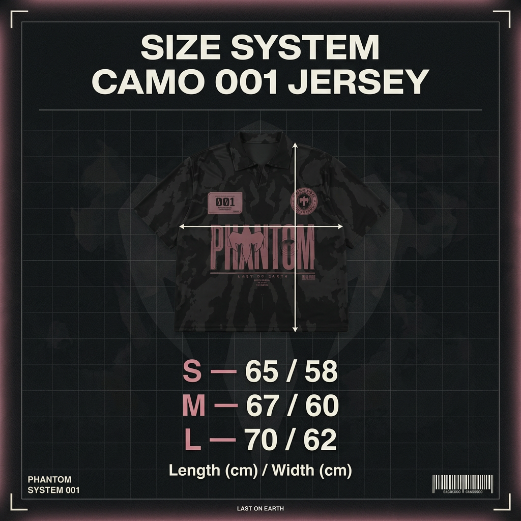 Black Camo 001 size chart