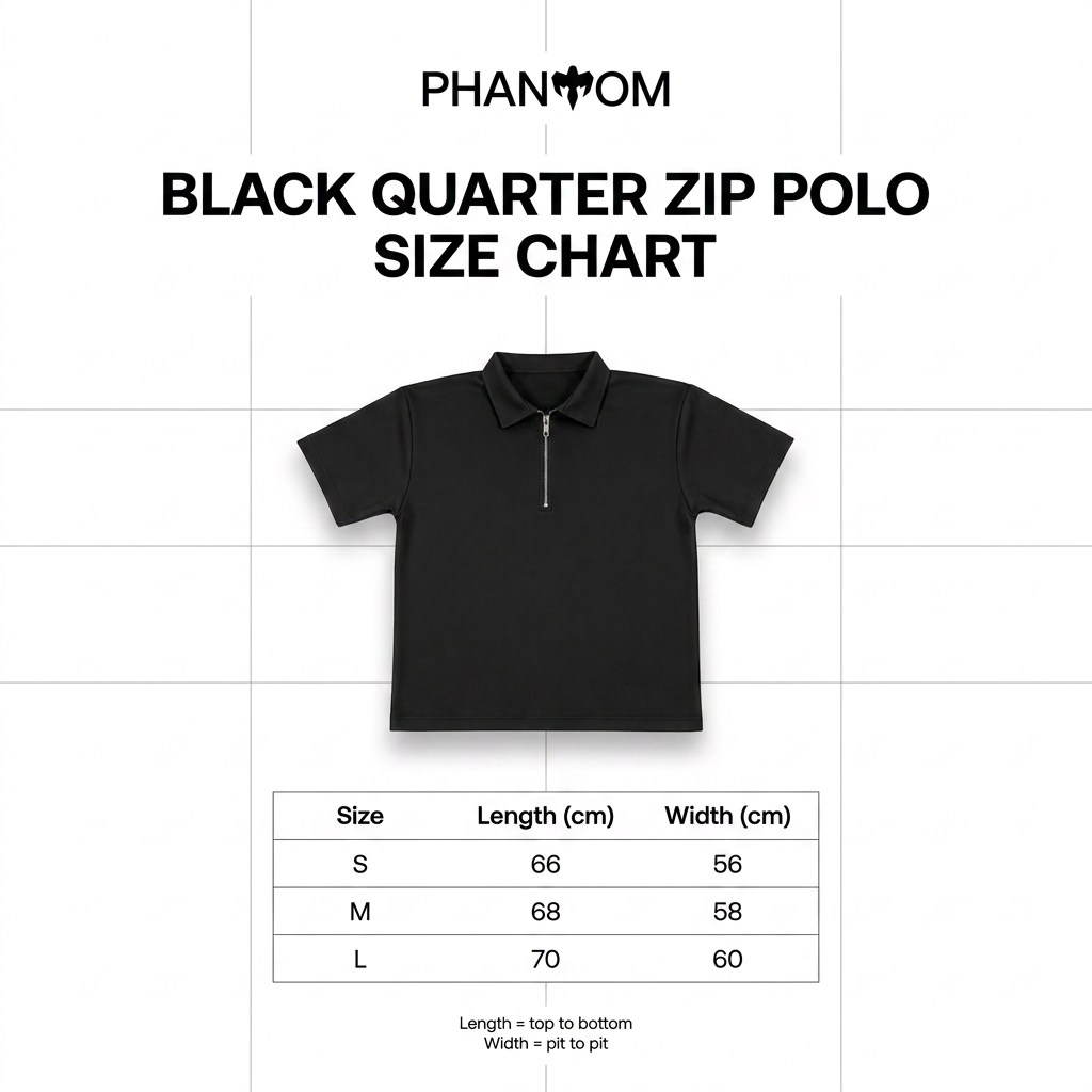 Off-White Quarter Zip size chart